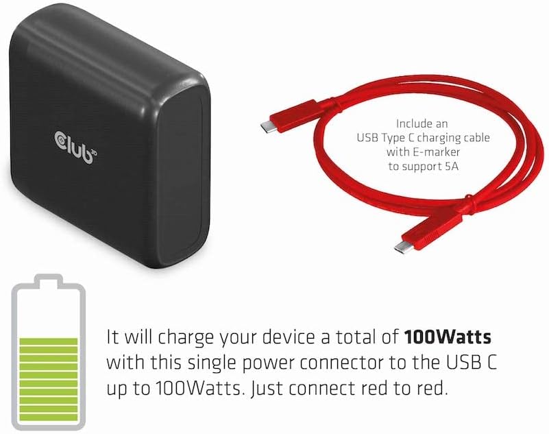 Club 3D CSV-1565 USB Gen1 Type-C Triple Display DP1.4 Alt Mode Smart PD3.0 Charging Dock with 100 Watt Power Supply
