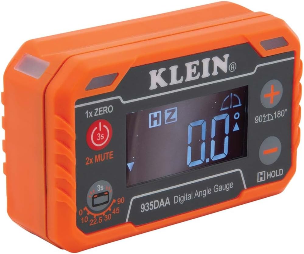 Klein Tools 935DAA Digital Electronic Level and Angle Gauge, LED Alert, Measure and Set Angles, 0-90 and 0-180 Degree Ranges