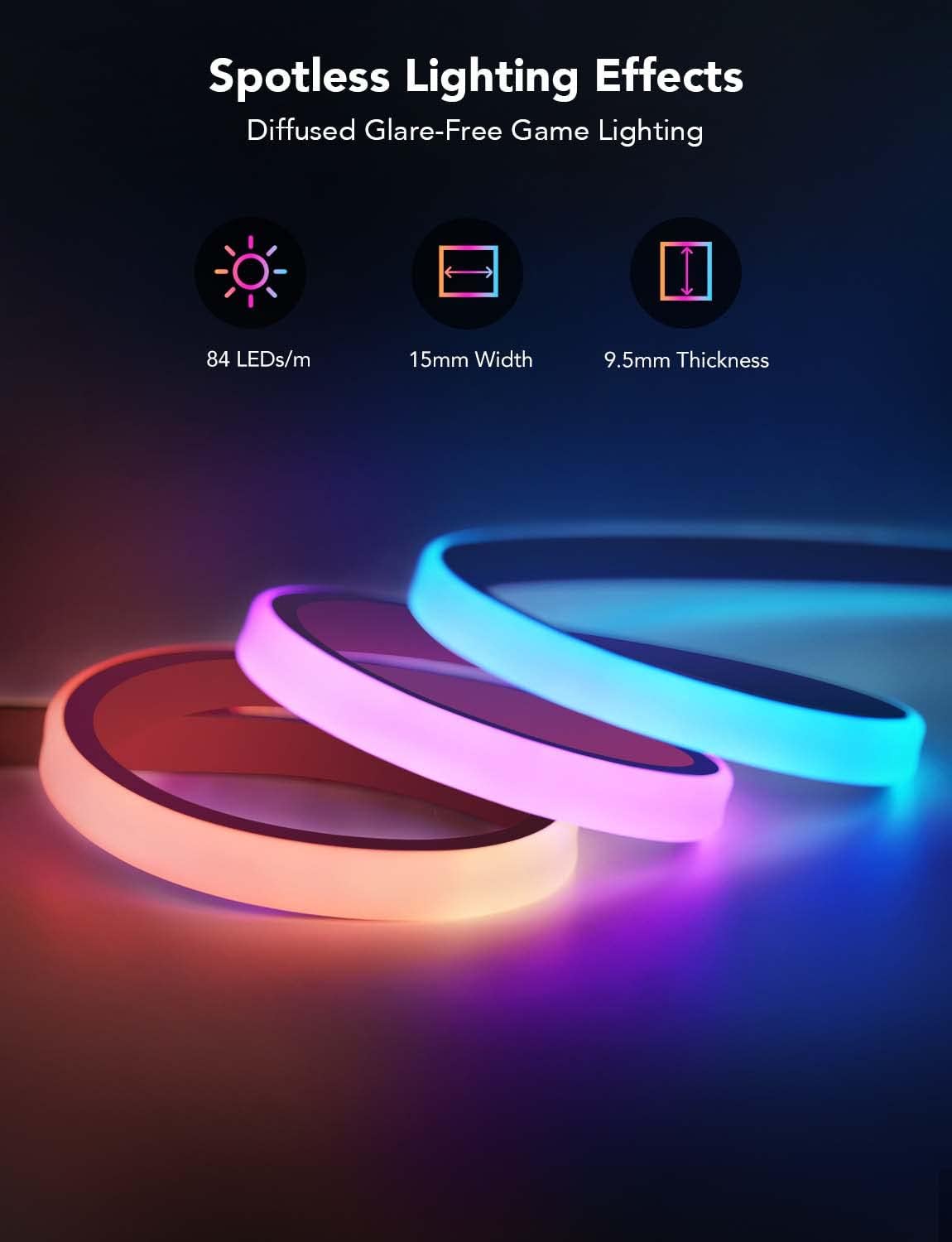 Govee RGBIC LED Neon Rope Lights, 10ft Gaming Lights for Gaming Desks