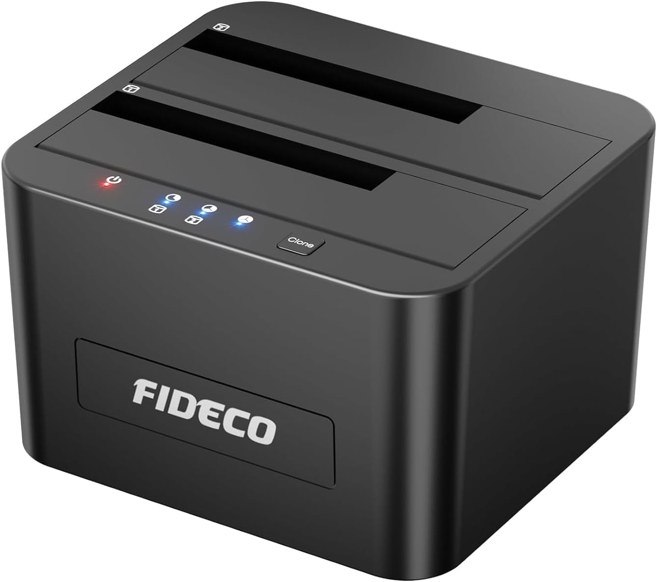 FIDECO External Hard Drive Docking Station, Hard Drive Dock for 2.5 and 3.5 inch SATA HDD SSD, HDD Docking Station with Dual Bay, USB 3.0 Hard Drive Reader, Support Offline Clone and UASP