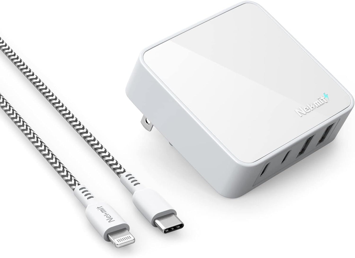 Nekmit USB C Charger, Thin Flat 52W 4-Port Fast Wall Charger with Two 20W Power Delivery and 2 Port for iPhone 14/14 Pro/14 Pro Max, Galaxy, Pixel, iPad Pro, AirPods More, Upgraded