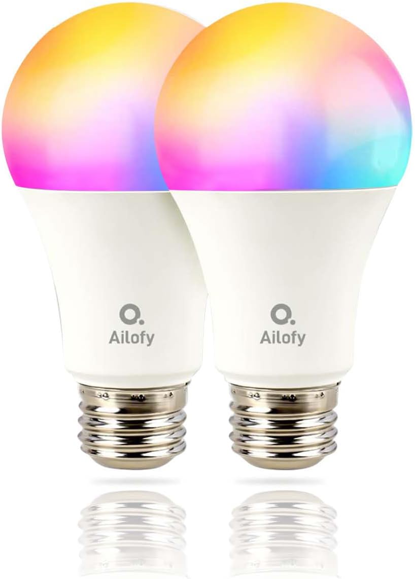 Ailofy LED Light Bulbs, Smart Light Bulbs that Compatible with Alexa & Google Assistant, Color Changing Light Bulb, WiFi Light Bulbs, A19 E26, 9W 800LM, 1800K-6500K Tunable White, 2 Pack