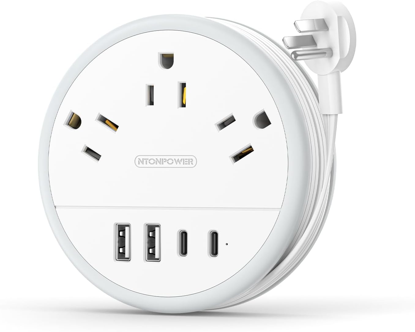 NTONPOWER Travel Power Strip, Travel Essentials, Cruise Essentials 2026 | Cruise Approved Power Strip, 3 Outlets 4 USB Ports(2 USB C), 4FT Wrapped Around Cord, Beach Vacation Essentials, Travel Gift