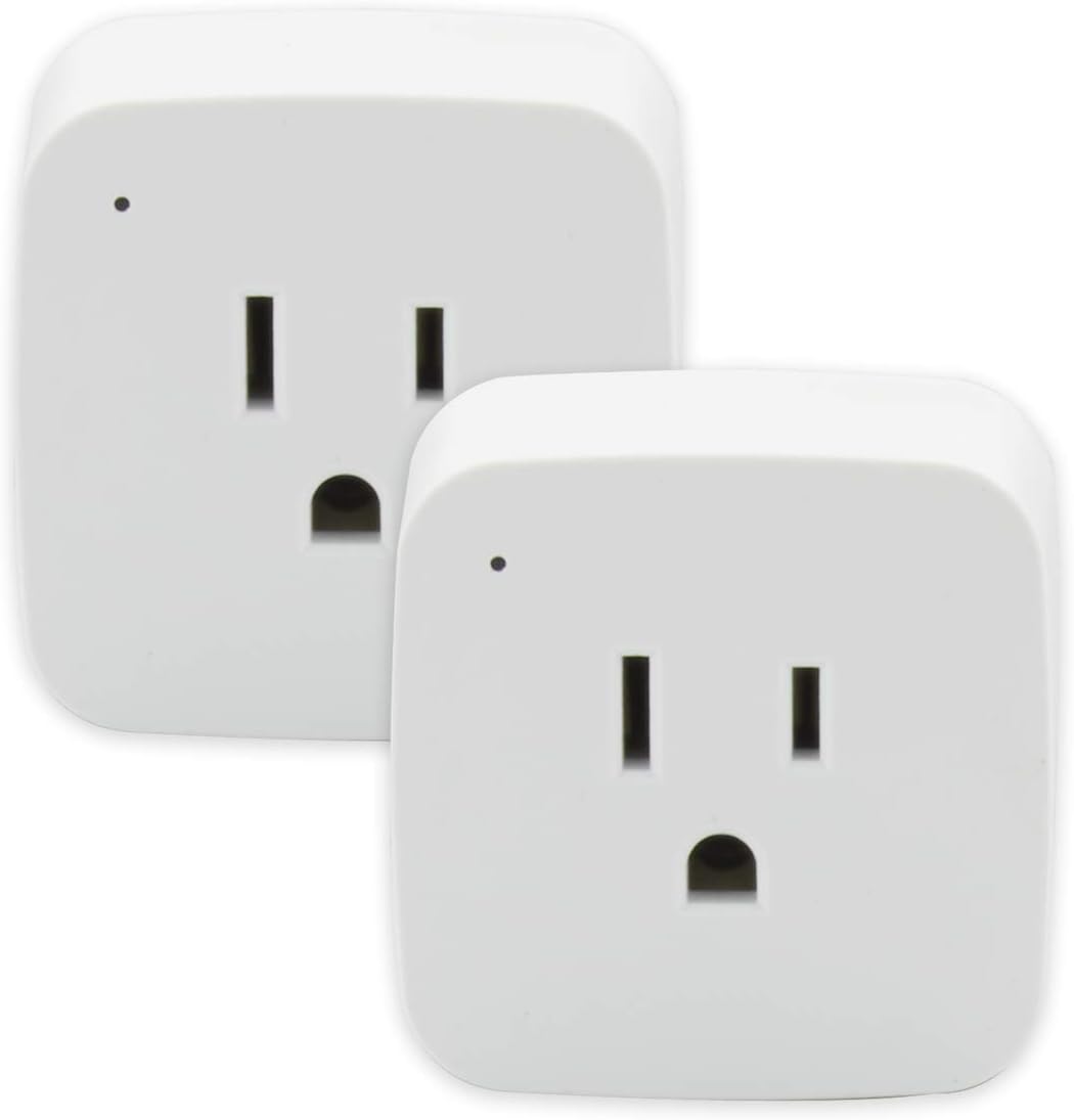 Satco S11269 Starfish 2-Inch Mini-Square On/Off WiFi Smart Plug Outlet, Works with Siri, Alexa, Google Assistant, SmartThings, White, 2 Pack