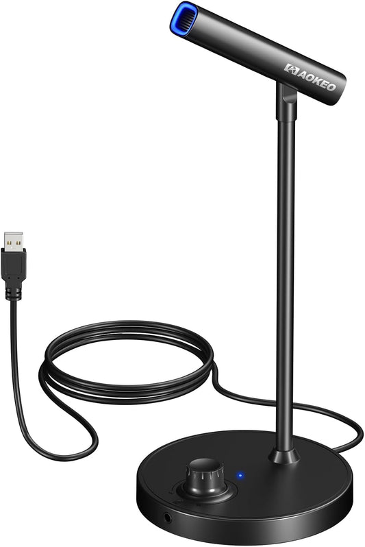 USB Desktop Microphone, Computer Microphone for PC with Noise Cancellation & Click to Mute Function for Recording, Gaming, Podcasting, Streaming, YouTube, Mac, Laptop