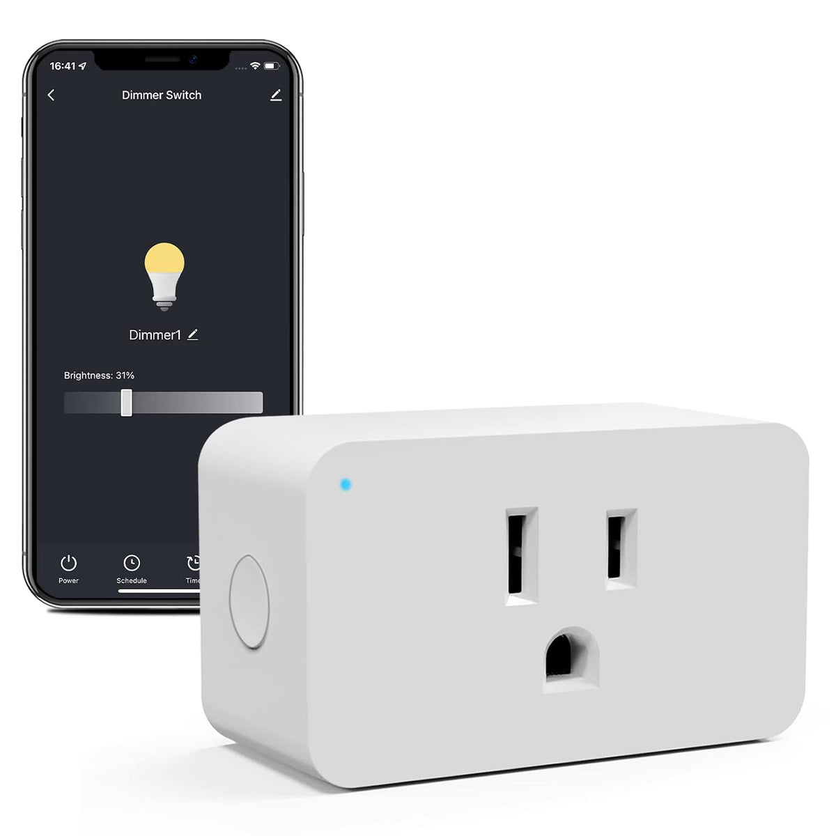 WiFi Smart Dimmable Plug 2 Pack, Smart Plugs for Voice Control, Mini Dimmer Switch Outlet Dimmable LED, CFL, Halogen and Incandescent Bulbs, Lamps, 2.4GHz, No Hub Required