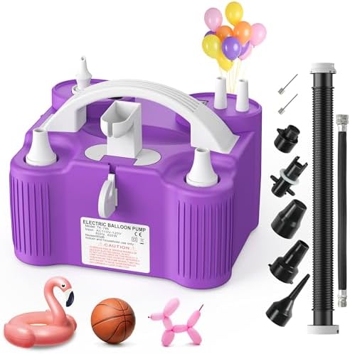 4-in-1 Electric Balloon Pump Triple Nozzles for Latex Foil 260q Balloon | Inflator Deflator for Inflatables Air Mattresses Pool Floats Yoga Balls, Electric Air Pump for Sports Balls