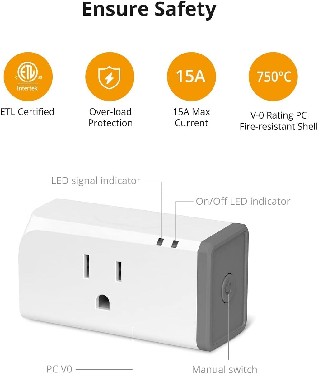 SONOFF S31 WiFi Smart Plug with Energy Monitoring, 15A Smart Outlet Timer Switch ETL Certified, Compatible with Alexa & Google Home, IFTTT Supporting, 2.4 Ghz Wi-Fi Only