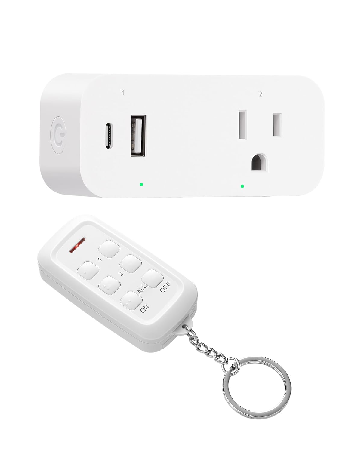 DEWENWILS Wireless Remote Control Outlet, 125V/15A/1875W Remote USB Outlet Switch, 100FT Control Range, Programmable & Expandable Indoor Remote Control Outlet for Light, Fan