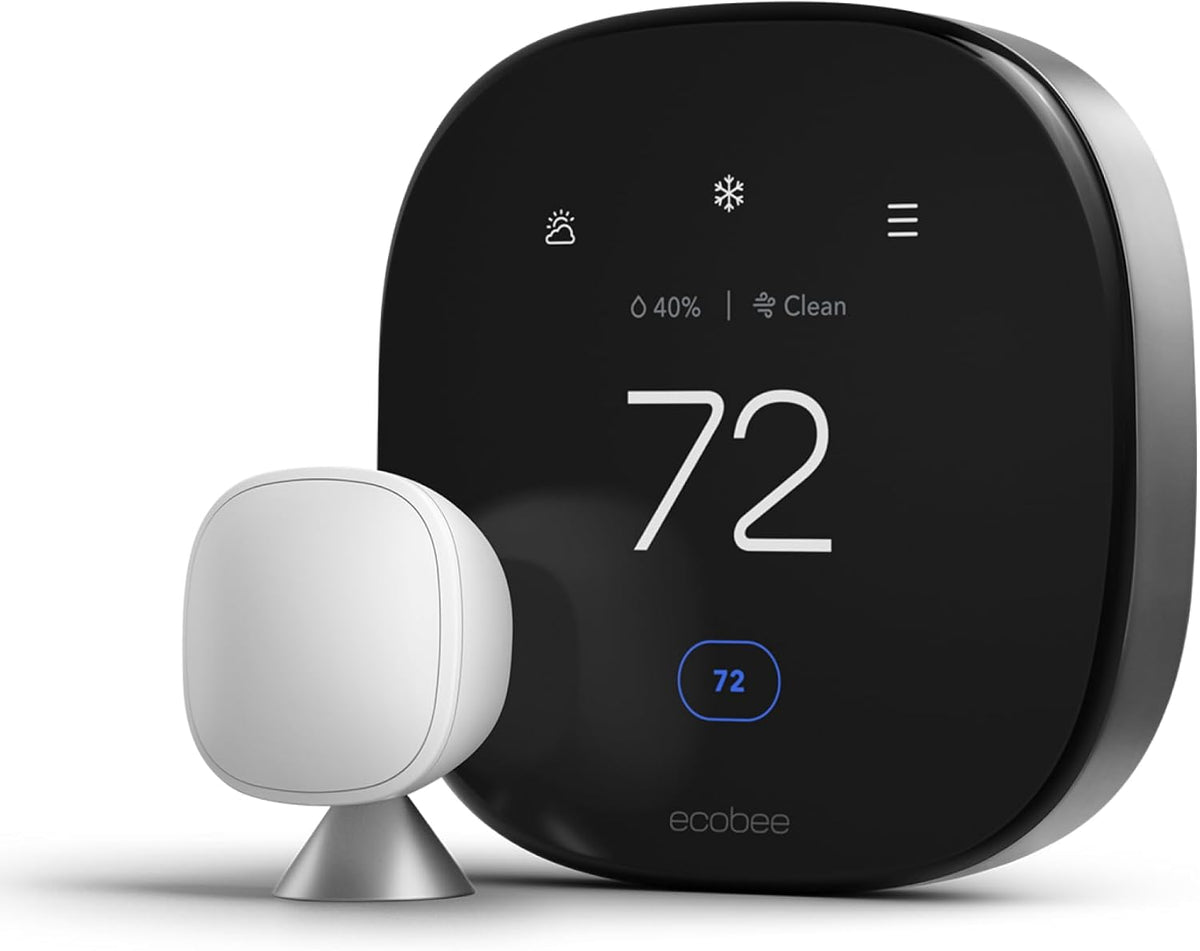 ecobee Smart Thermostat Premium - WiFi, Siri &amp; Alexa Built-In, Smart Sensor | Air Quality Monitor. Works with Alexa, Siri and Google Home. Live view from your ecobee Doorbell. Energy Saving thermostsat