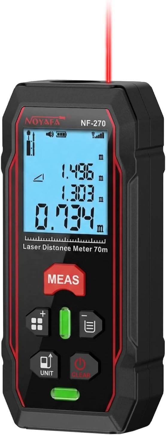 NOYAFA 230Ft Laser Measuring Tool, Digital Laser Tape Measure | Backlit LCD, ±1/16" High Accuracy, Distance/Area/Volume/Pythagorean Modes, Compact for Home & Construction