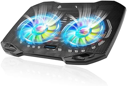 LIANGSTAR Laptop Cooling Pad, Gaming Laptop Cooler with 2 Quiet Big Fans, RGB 7 Color Light Change, Portable USB Laptop Stand 11 to 15.6 Inch, Slim and Easy Carry Working Study Outdoor Travel