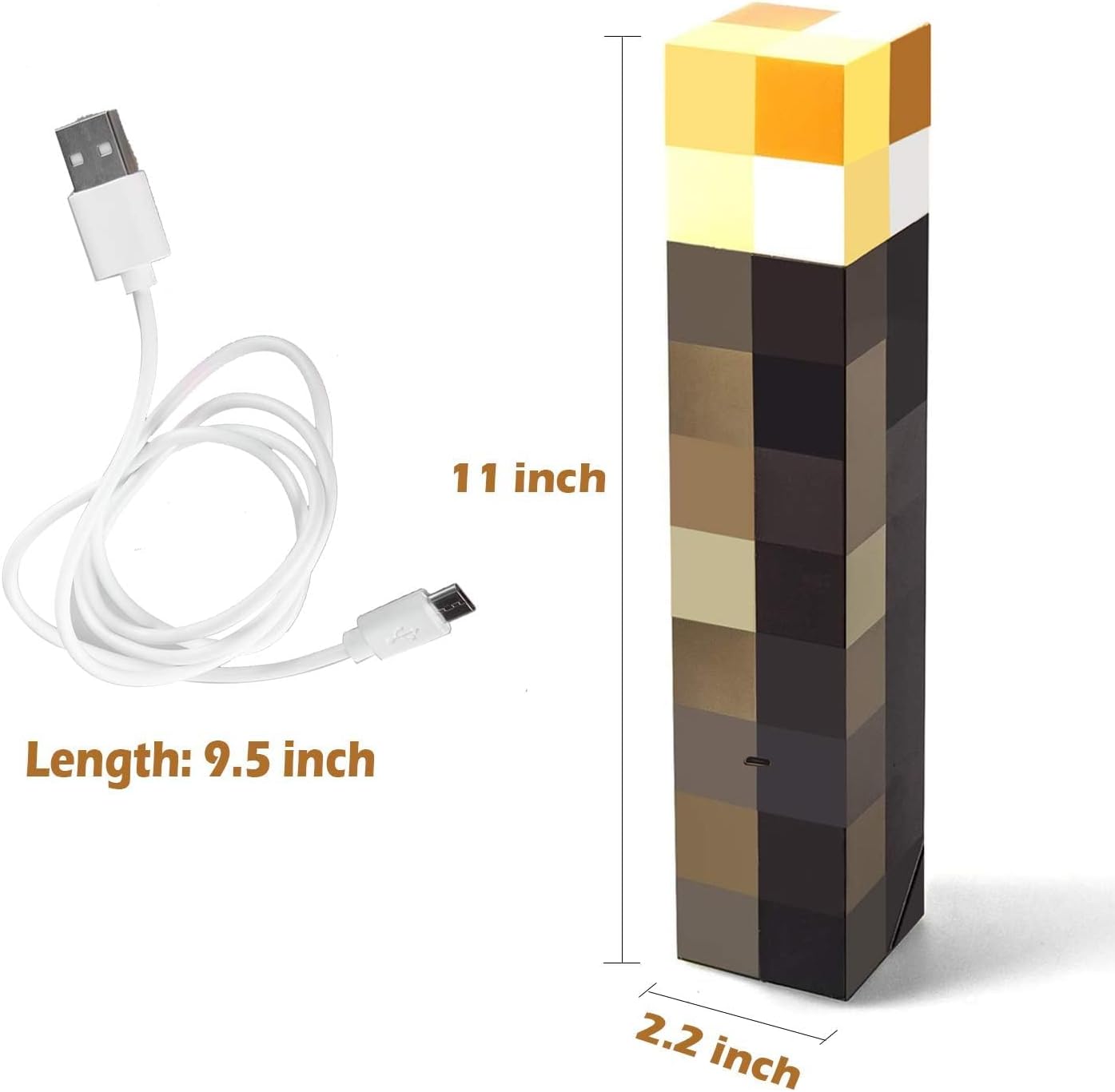 Light-up Wall Torch - Batteries & USB Pluggable Night Lamp - Hand Held or Wall Mount Lighting Torch, FL-HTXYQ