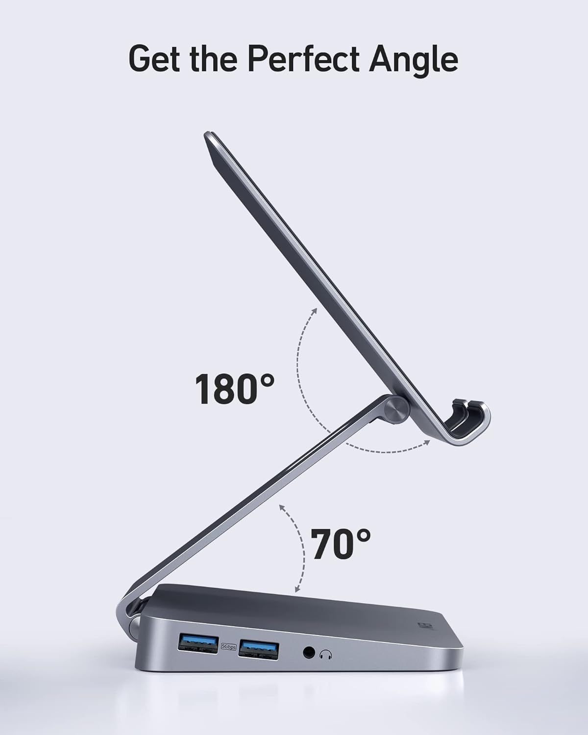Anker USB C Hub for iPad, 551 USB-C Hub (8-in-1), with Foldable Tablet Stand, iPad Pro Dock, 4K HDMI, 2 USB-A Data Ports, for iPad Pro 5th Gen/iPad Air 5th Gen/iPad mini 6th and Later (Silver)