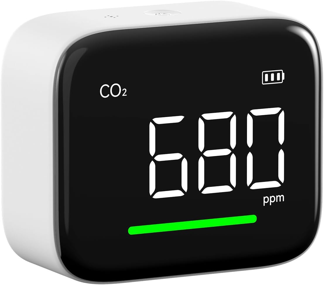 ATuMan 4-in-1 CO₂ Detector, Indoor Air Quality Monitor, NDIR Sensor | 4-in-1 Design, Temperature, Humidity, Time，CO2, NDIR Sensor, 2200mAh Rechargeable, 3-Color Alert, Portable, 3.0" Display