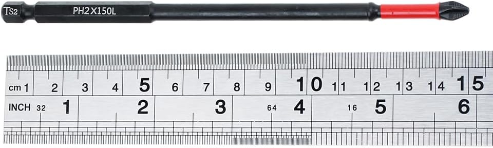 10 Pack Long Phillips Bits Magnetic Anti Slip Screwdriver Bits | 6 inch Long PH2 Bit with Anti-Slip Tip, Strong Magnetic Holding Impact-rated Durability Phillips #2 Bits for Impact Driver
