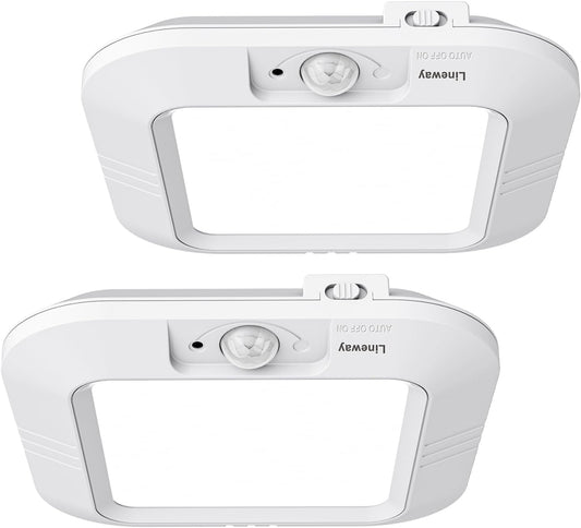 2 Pack Battery Operated Ceiling Light Motion Sensor Shower Light, Wireless Closet Lights 6000K LED Bathroom Shower Lamp, Motion Activated Ceiling Lamp for Bathroom Closet Cabinet(Battery Not Included)