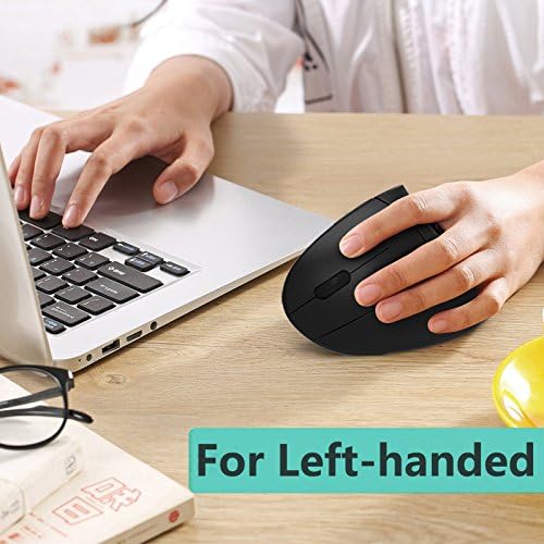Lekvey Left Handed Mouse, Wireless USB Ergonomic Vertical Lefty Mouse | Only for Left-Hand Users, Quiet Click, 2.4G Wireless, 3 DPI 800/1200/1600, Comfort Grip, Lefty Mouse for Laptop, Mac, PC