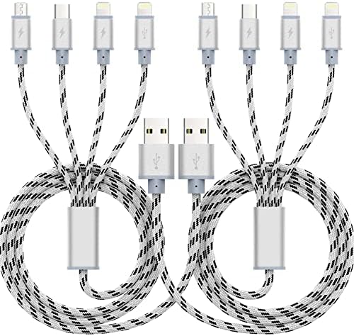 USB A/C Multi Charger Cable, 4 in 1 Charging Cords for Multiple Devices 10ft | 4 in 1 USB Phone Charger Cord 3A Extra Long Multiple Cable with USB C, Micro USB Universal Charging Cord for Cell Phones more