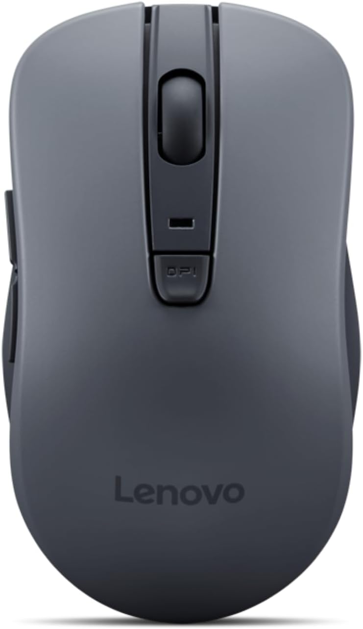 Lenovo WL310 Bluetooth Silent Mouse, Ergonomic, Adjustable DPI, Silent Clicks, Bluetooth 5.0, Portable for Windows, Mac, and Chromebook, Grey