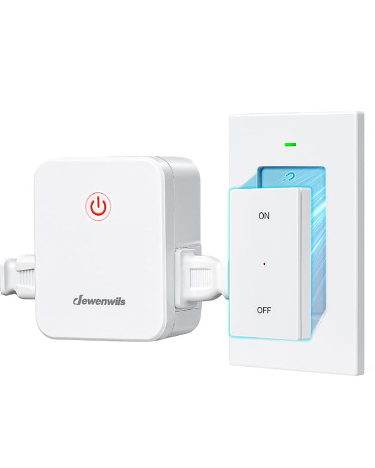DEWENWILS Remote Control Outlet, Wireless Light Switch with 2 Side Outlets, 100 FT Range Remote Outlet Switch for Lamps, Fans, Household Appliance, No Wiring, 15A/1875W, Compact Design, Programmable
