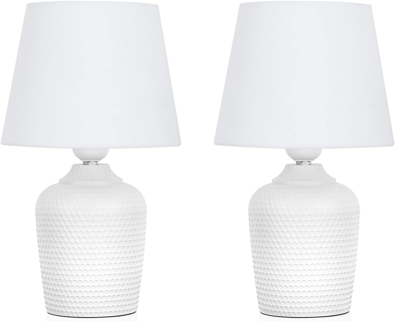11.8’’ Small Table Lamps Set of 2 for Bedroom Kid’s Room Home Office, White | Cute & Unique, Perfect for Bedside Nightstand Desk Nursery Reading, Fabric Shade