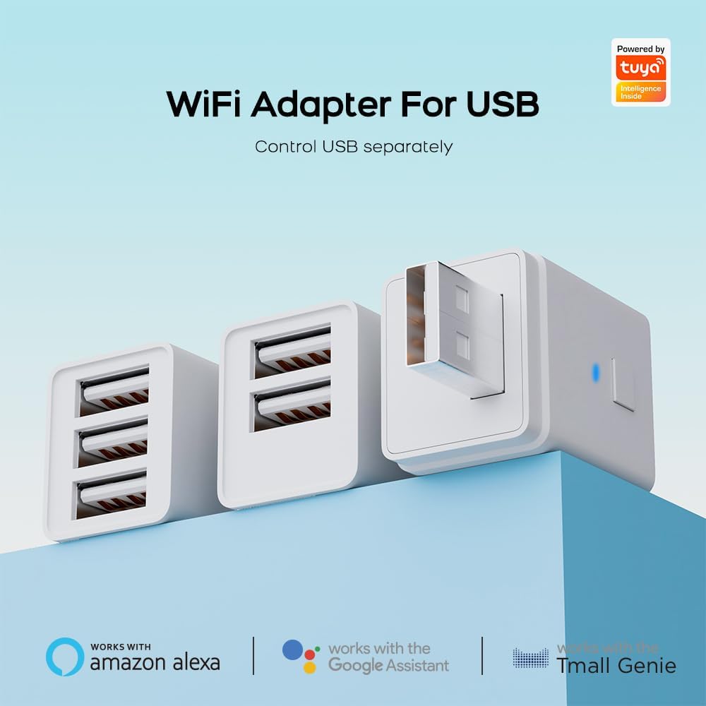 WiFi Smart USB Adapter Compatible with Alexa, Voice & APP Remote Control, Schedule & Timer,for Fan,Lamp,Phone (3 CH)