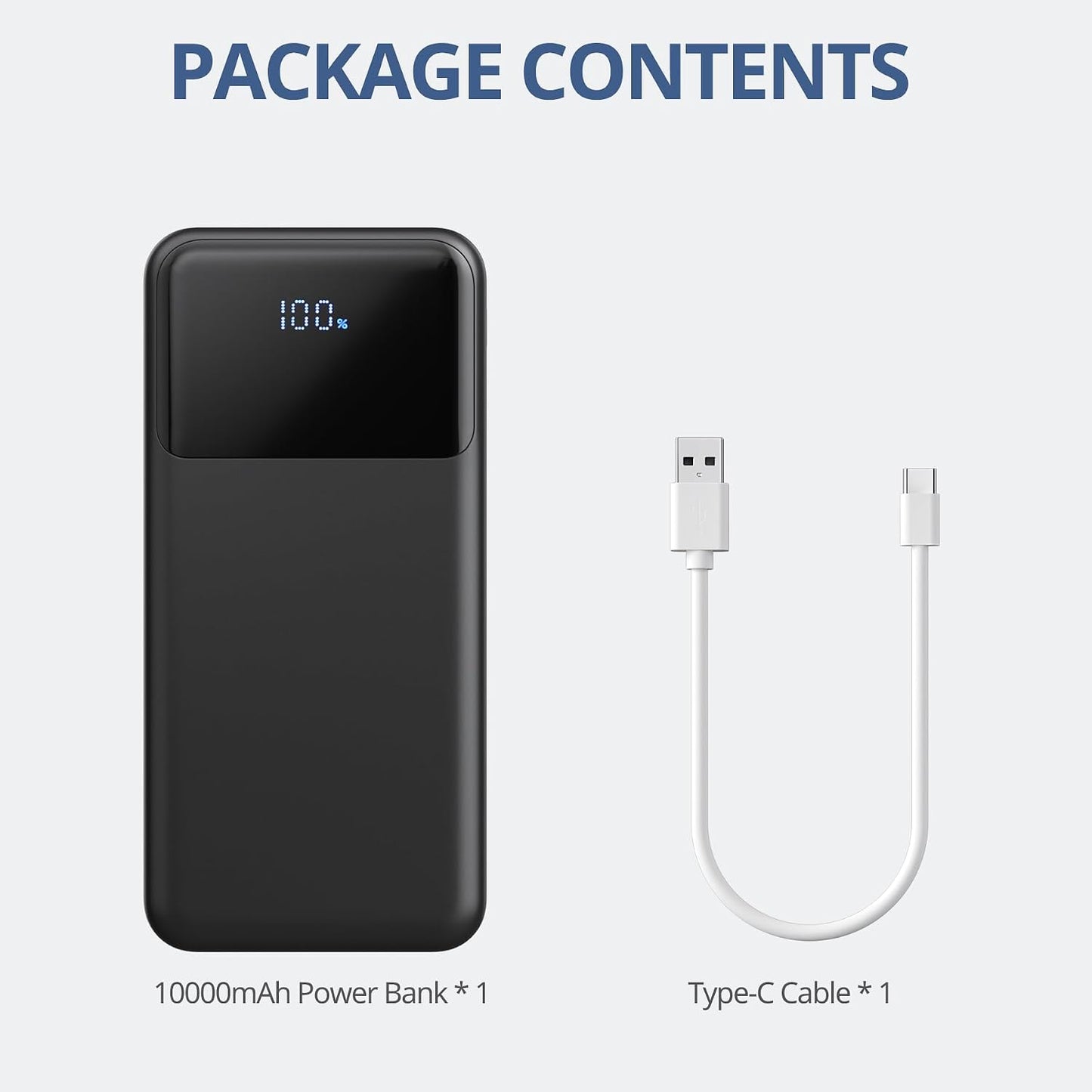 Portable Charger with Built in Cables, Power Bank with Cords Wires, Slim 10000mAh Travel Battery Pack 6 Outputs 3 Inputs 3A Fast Charging for Samsung Google Pixel LG Moto iPhone iPad, 1 Pack