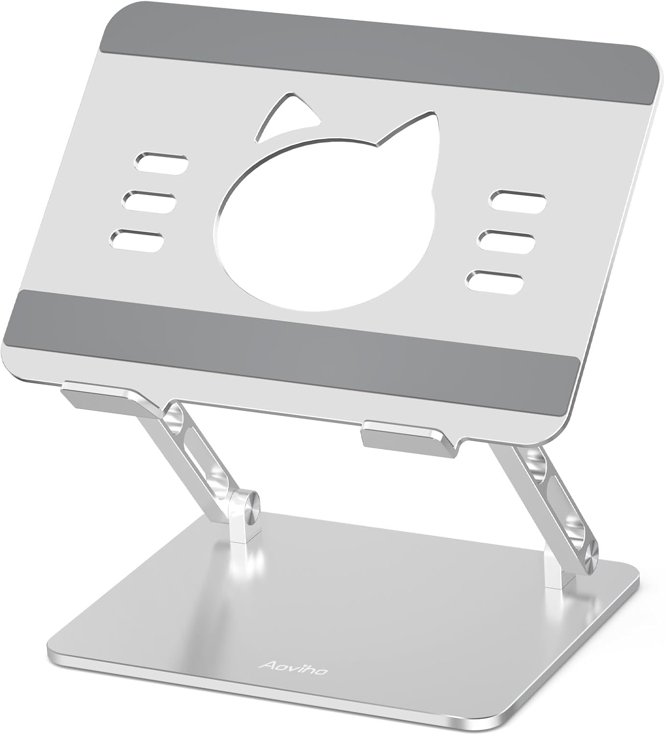 Aoviho Laptop Stand for Desk – Adjustable Aluminum Laptop Riser with Unique Cat-Shaped Cooling Vent, Portable Desk Gift & Decor, Compatible with MacBook Air Pro, Dell, HP, Lenovo (10"-17.3"), Sky Blue