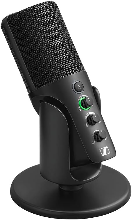 SENNHEISER Professional Profile - USB Cardioid Condenser Microphone & Table Stand, 1.2 m USB-C Cable - Mute Button, Built-in Headphone Jack, Gain, Mix & Volume Control, for PC & Mac,Black