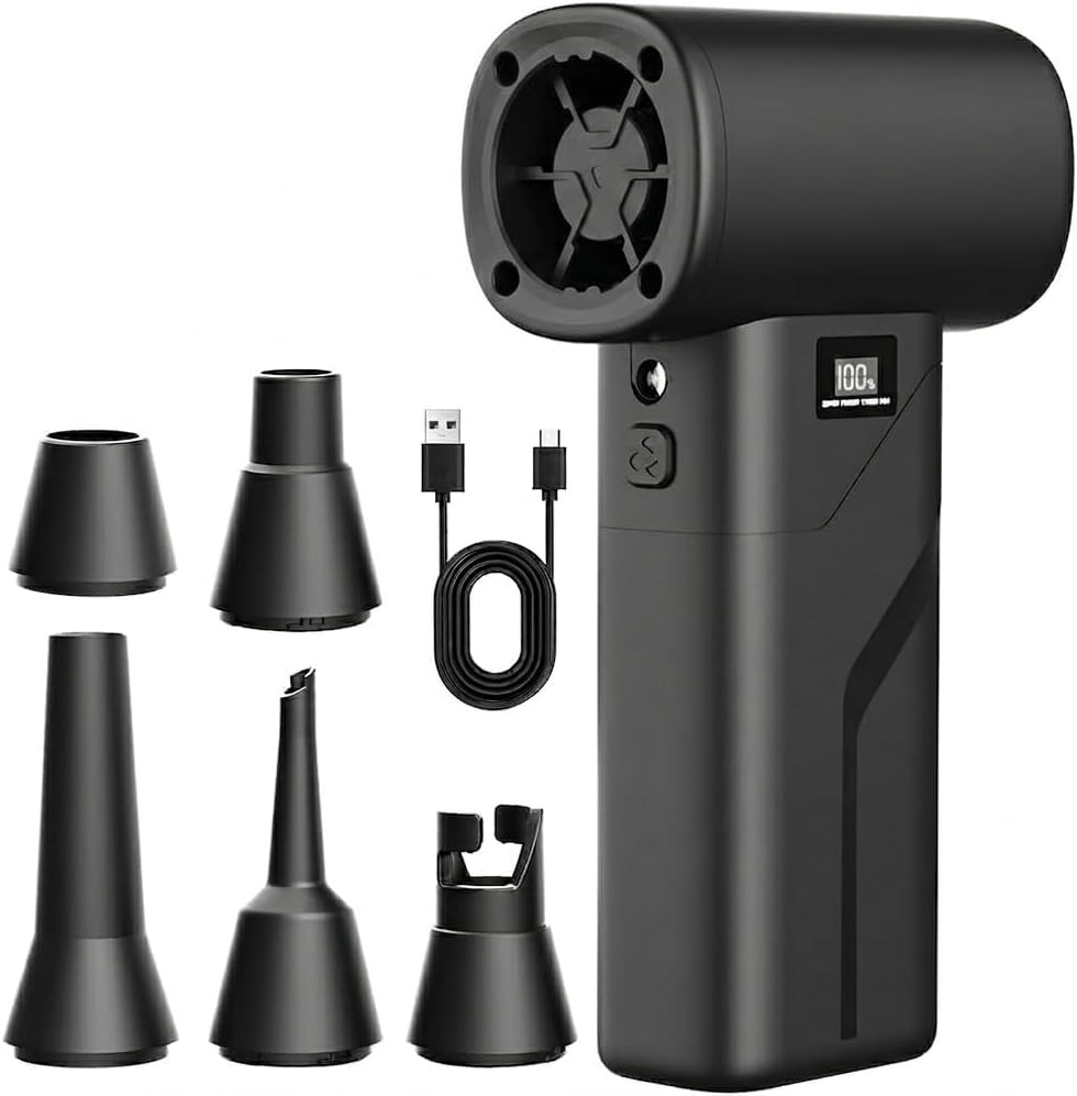 Compressed Air Duster 110,000 RPM – Cordless Electric Air Duster | 4-Speed Rechargeable Air Blower for PC Cleaning, Keyboard, Car, Camera & Canned Air Alternative