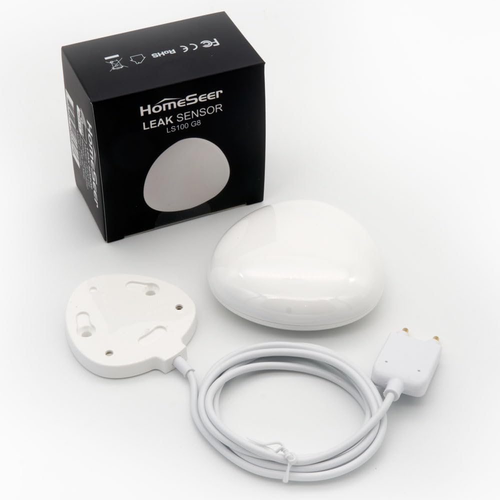 HomeSeer Smart Water Leak Sensor (LS100 G8), 800 Series Long Range Z-Wave Technology, Compatible with HomeSeer, Hubitat, Smartthings & Home Assistant (1)