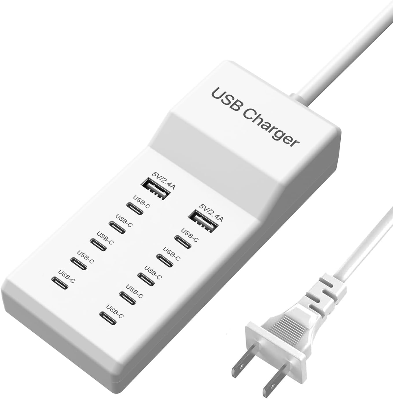 USB C Charger, 12 Ports USB Charging Station, 60W MultiPort Charger[10 USBC+2 USBA], Compatible with iPhone/iPad/Samsung/Google Pixel/Watch/Headphones