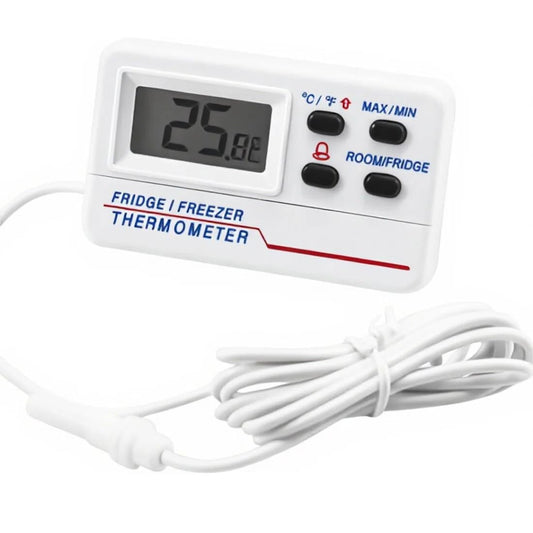 Digital Refrigerator Thermometer, -50 °C to 70 °C Digital Fridge Freezer Thermometer Temperature Warning Alarm LCD Display Fridge Refrigerator Freezer