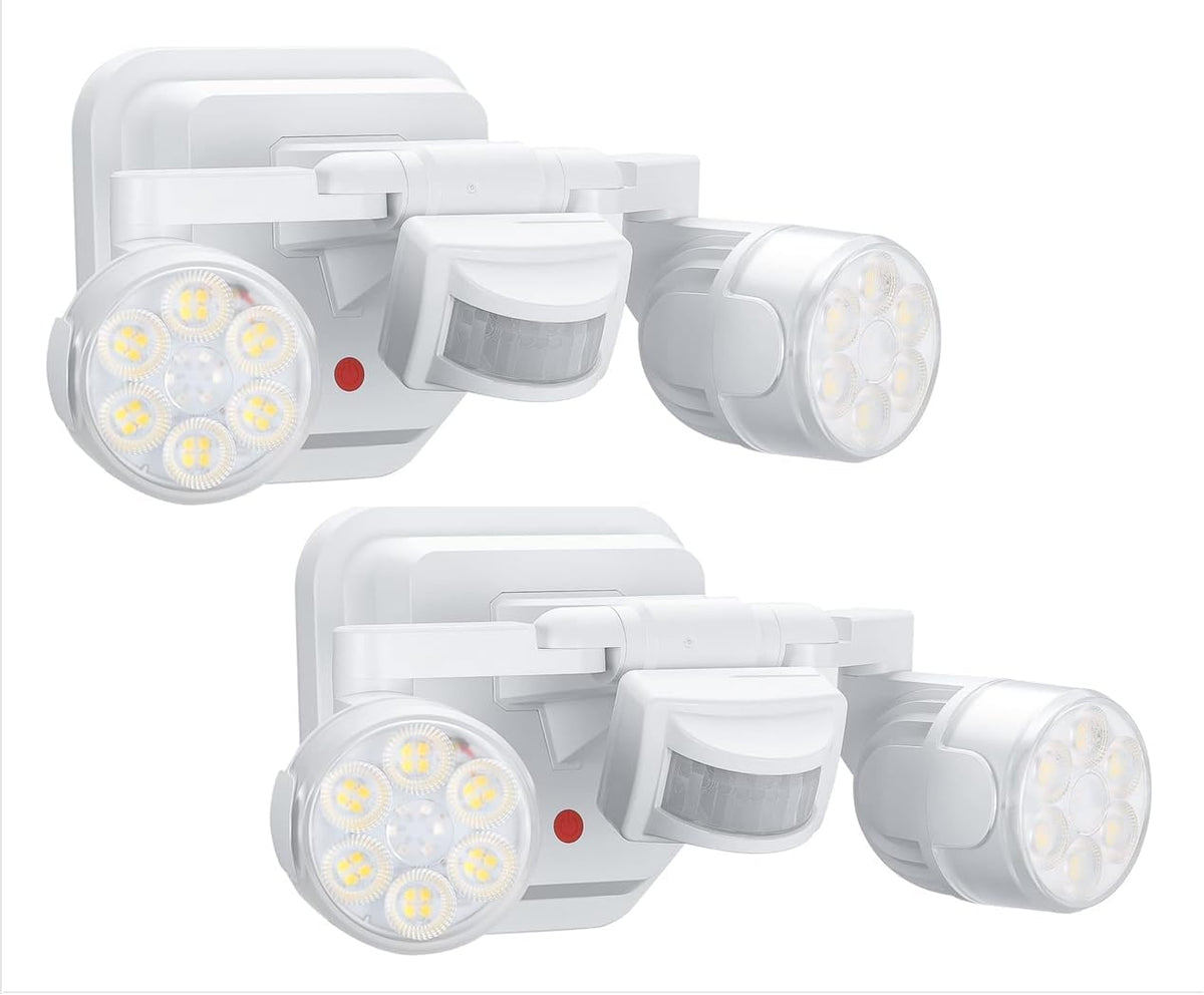OREiN 2 Pack Motion Sensor Outdoor Lights, 450° Superwide Adjustment Dimmable Dusk to Dawn Flood Lights Outdoor, 5000K 12W=150W Outside LED Security Lights, IP65, White (Hardwired)