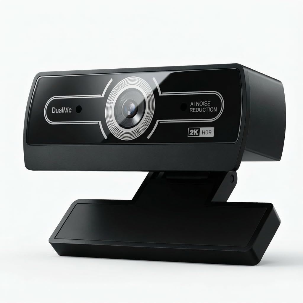 2K Webcam with Microphone, 1440P QHD Web Cam for Desktop Computer, Plug and Play USB Computer Camera for Laptop/PC, Streaming Web Camera with Auto Light Correction for Zoom/Teams/Skype, Mac/Windows