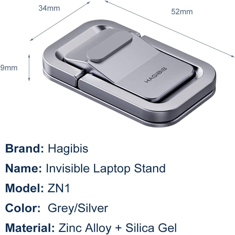 Hagibis Laptop Stand Adjustable Height for Desk, Portable Invisible Laptop Riser, Ergonomic Mount Keyboard Kickstands Aluminum Cooling Pad for MacBook Pro Air, Tablet Laptop (Grey)