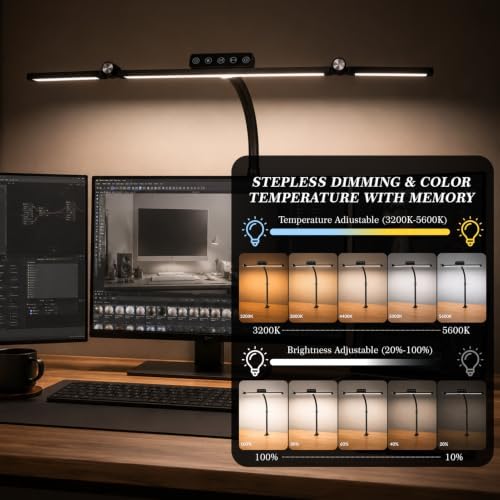 Desk Lamps for Home Office with Clamp, Architect LED Lights (Black)