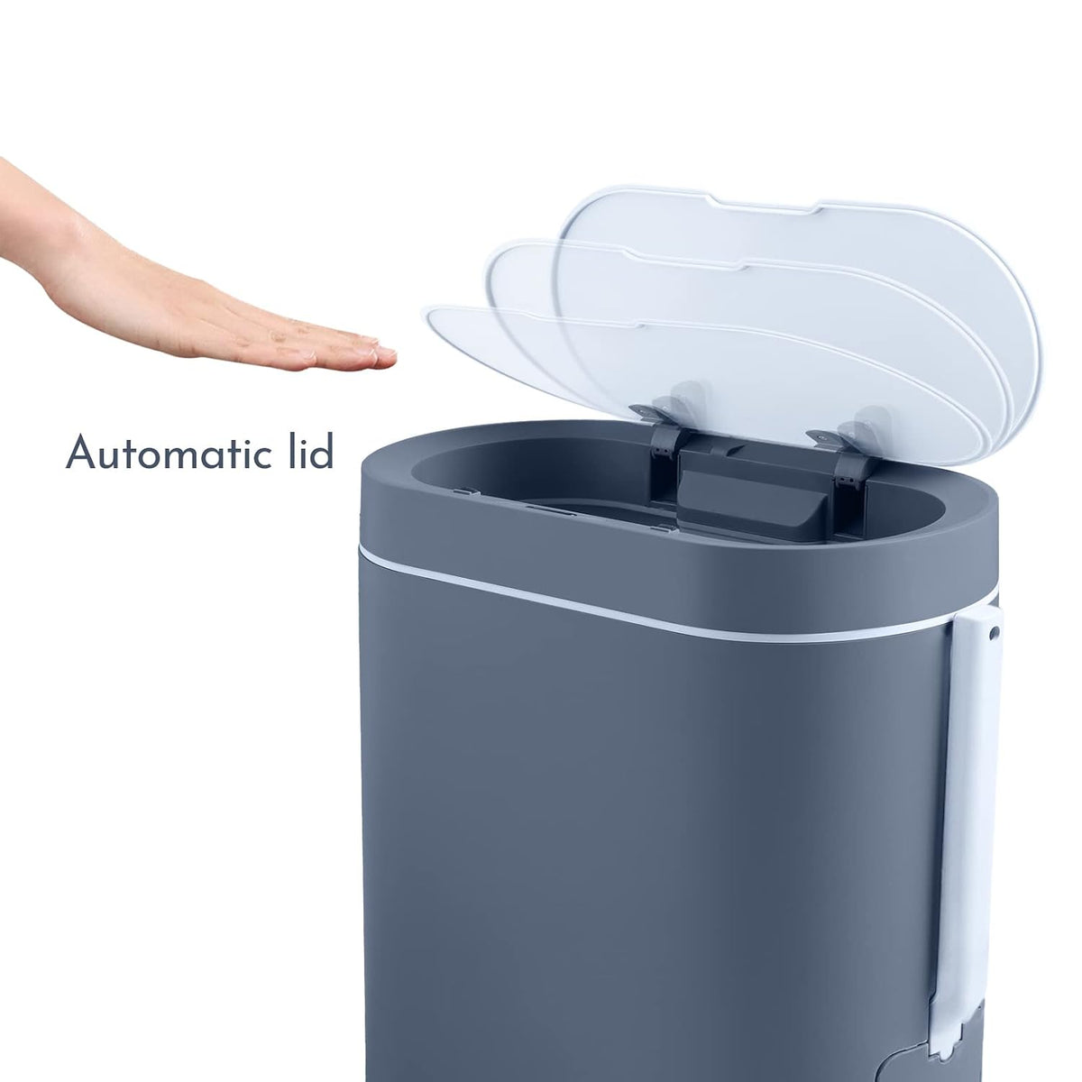 Bathroom Trash Can with Toilet Brush, 2.5 Gallon, Motion Sensor, Grey