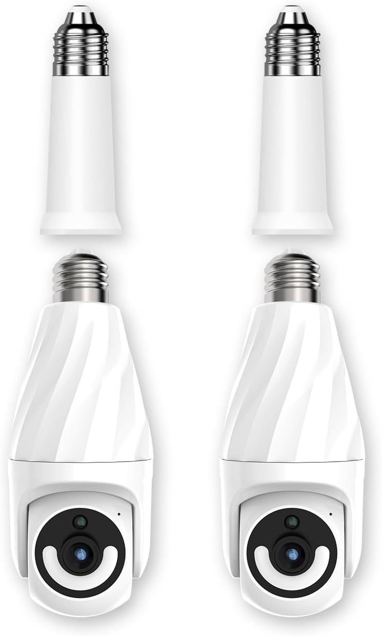 Ameyes 2PCS Indoor Camera Wireless with Light Socket, 1080P Dog/Pet Cameras