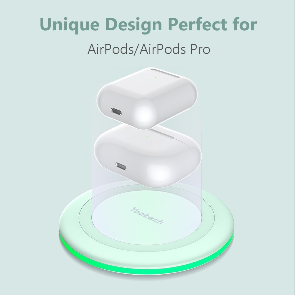 Yootech Wireless Charger,10W Max Wireless Charging Pad Compatible with iPhone 17/17 Pro/17 Pro Max/Air/16/15/14/13/SE 2022/12/11,Samsung Galaxy S25/S24/S23,for AirPods Pro 3(No AC Adapter)