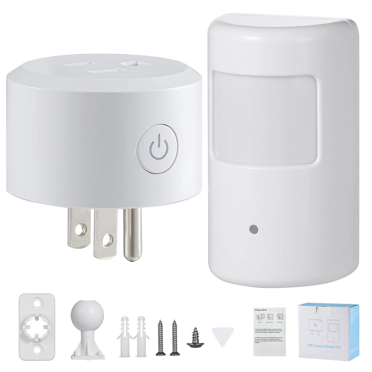 SEHOMY Motion Sensor Switch with Outlet for Bathroom Kitchen, Control Bedroom lamp, exhaus, Range Hood, PIR Infrared Indoor Motion Activated Sensor Plug for air Conditioner, No Pair Required