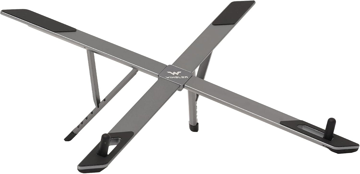 Laptop Cooling Stand, Adjustable Aluminum Laptop Stand with Silicone Pads, Portable Ergonomic Laptop Riser for Desk, Compatible with 11–17 Inch Laptops and Tablets