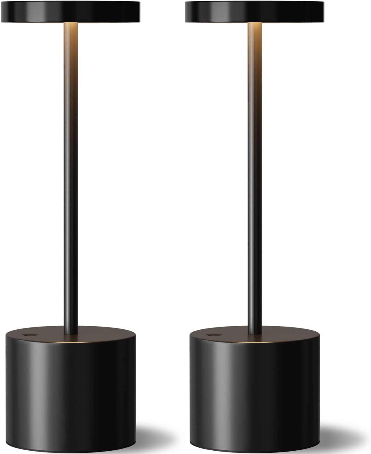 Rechargeable Cordless Table Lamp, 4000mAh Battery Operated, Black, 2 Pack | Wireless LED Lamp, 3 Color Modes, Stepless Dimming, for Dining Room, Bedroom, Bar, Cafe, Restaurant, Outdoor Patio, Camping