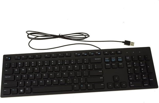 Dell Wired Keyboard KB216, Multimedia, Black | USB Interface, Chiclet Keys, Plunger Mechanism, Volume/Mute/Play Controls, US English Layout, KB216
