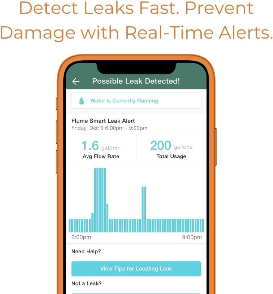 Flume F2X Smart Home Water Monitor and Leak Detector (Newest Model) – Real-Time Water Usage Tracking, Indoor/Outdoor Leak Alerts, Irrigation & Sprinkler Monitoring, Easy No-Plumbing Installation