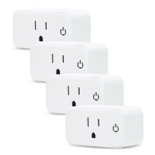 4 Pack Smart Home Wi-Fi Plugs - Alexa & Google Home Compatible, White, Toggle Switch, Automatic Operation