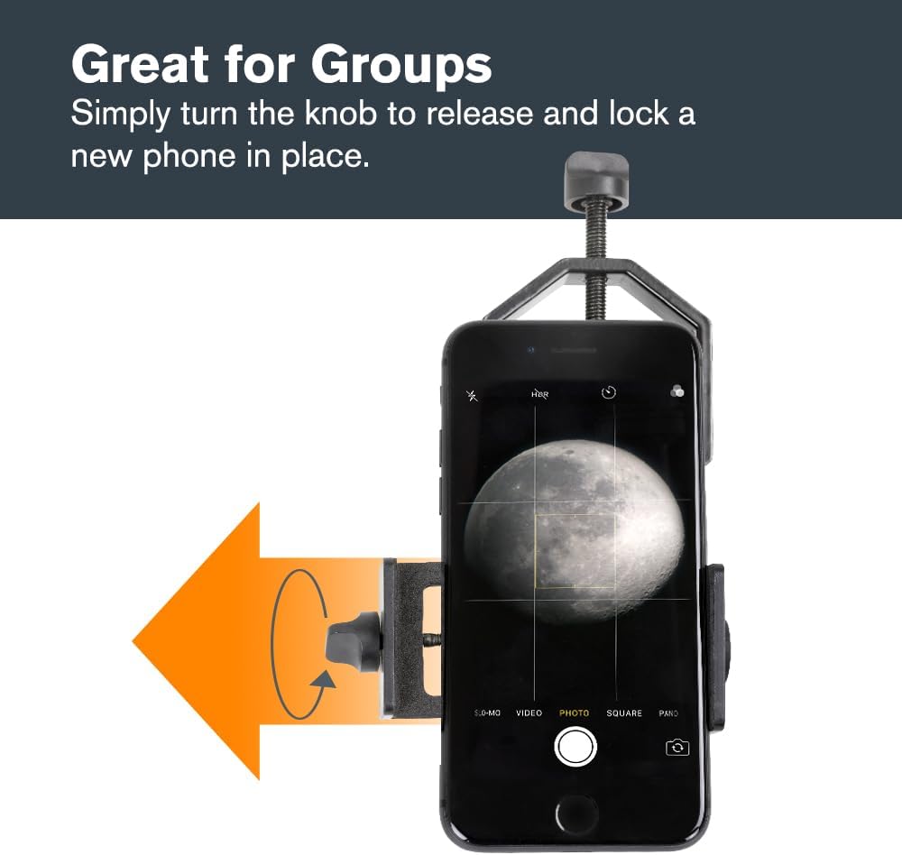 Celestron Basic Telescope Eyepiece Smartphone Adapter | Simple Phone Adapter for Telescopes, Binoculars & Spotting Scopes, Capture Images & Video, Easy to Use, Travel–friendly
