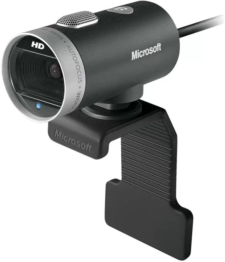 Microsoft LifeCam Cinema 720p HD Webcam with Built-In Noise-Cancelling Microphone, Light Correction, USB Connectivity, for Video Calling on Teams/Zoom, Compatible with Windows 8/10/11/Mac