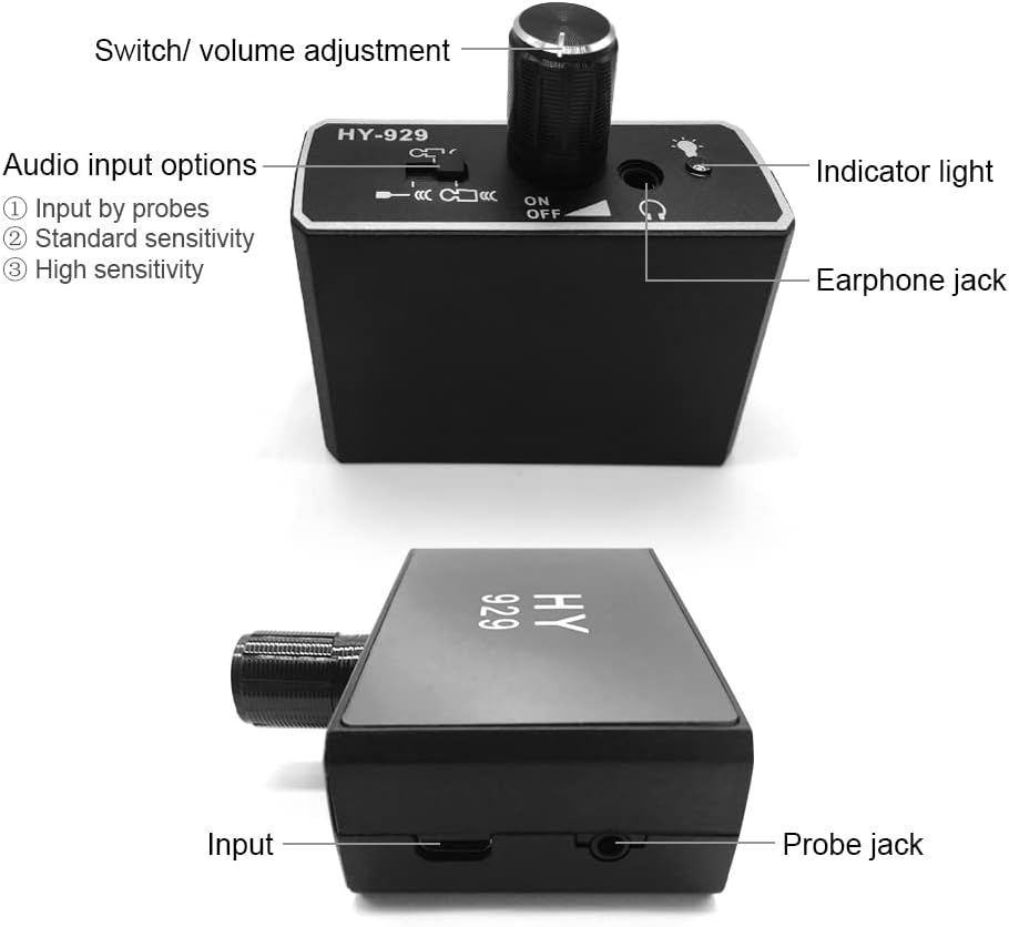 Water Pipe Leakage Detector, Water Leak Detection Tool, Underground Water Pipe Leakage Monitor Tester Kit with Dual Probes Earphone, High Sensitivity Water Pipeline Locator Accessory Kit